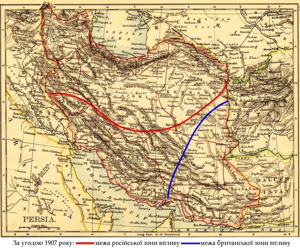 Мапа Ірану та Перської затоки. 1910 рік. Видавництво Джонсона, Британія