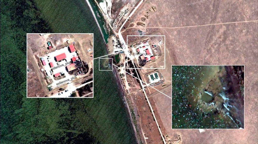 Наслідки удару "Фламінго" по базі ФСБ в анексованому Криму. Колаж: Exilenova+, The Insider