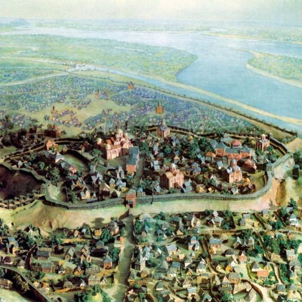 Місто X–XIII ст. Частина гори з краєвидом Подолу. Місто Володимира. Фрагмент макета Д. Мазюкевич. 1968